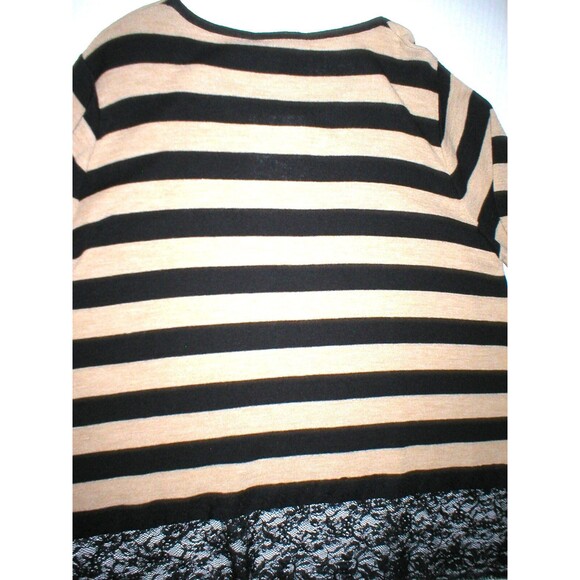 New NWT Womens Max Mara Marina Rinaldi Sweater L Black Tan Lace Italy Wool Strip - Picture 9 of 9